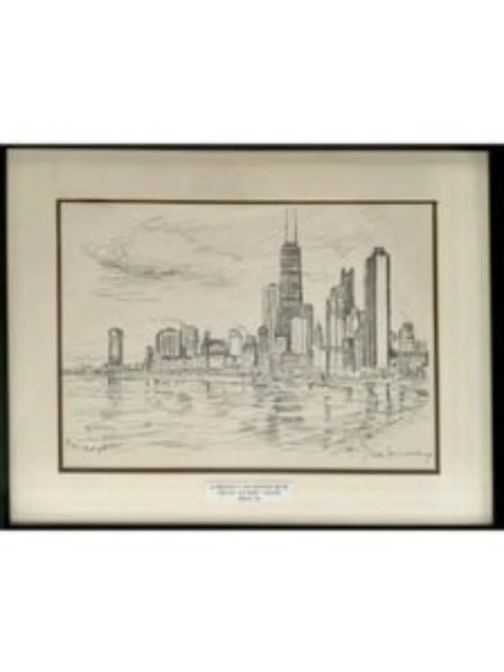 Jack Simmerling Signed Print Framed Architecture Sketch Chicago Skyline